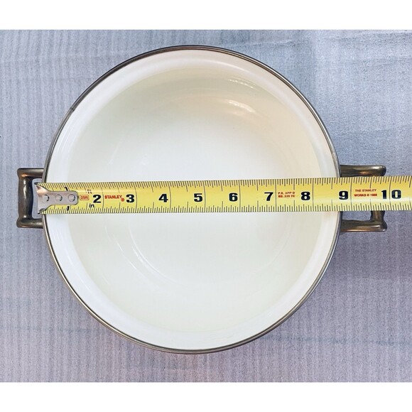 Cornucopia Enamel Dutch Oven Stock Pot 2.5 Qt Brass Handles Fruit Design - Picture 5 of 12